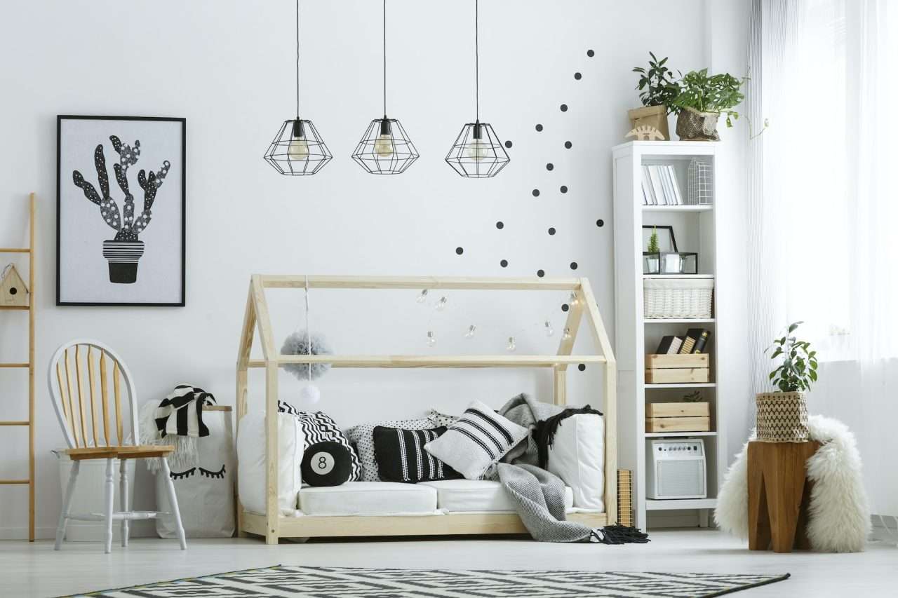 white furniture in room